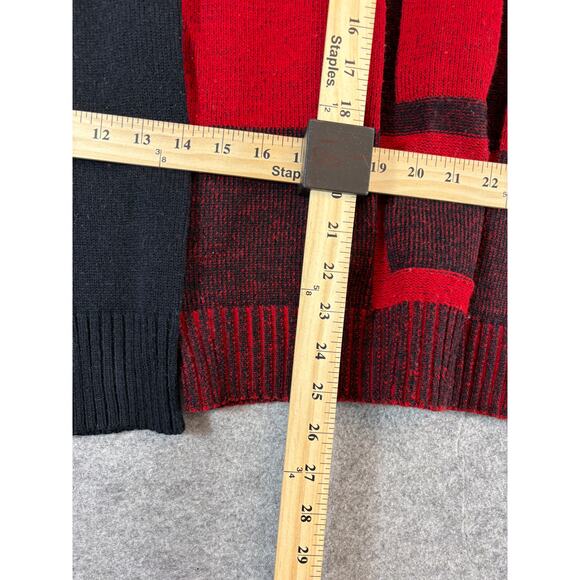 Vintage 90s Campus Square Block Turtleneck Sweater Womens Medium Red Black Knit - Picture 2 of 6